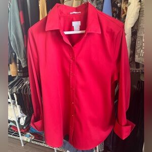 Chico's Red Button Down Dress Shirt for Women